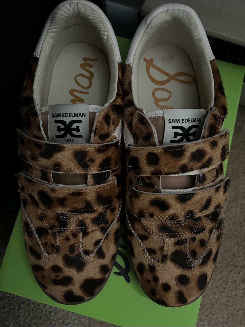 Sam Edelman Leopard Print Velcro Sneakers - Brown/Black